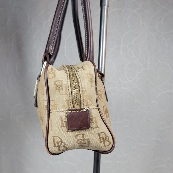 Dooney & Bourke Womens Monogram Bag Brown Signature Canvas Leather Trim Y2K - Picture 13 of 16